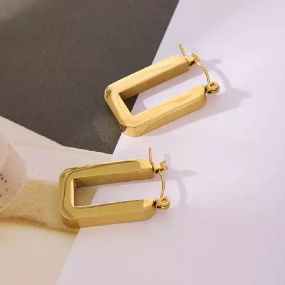 💛Gold plated hoop square earrings - Picture 4 of 5